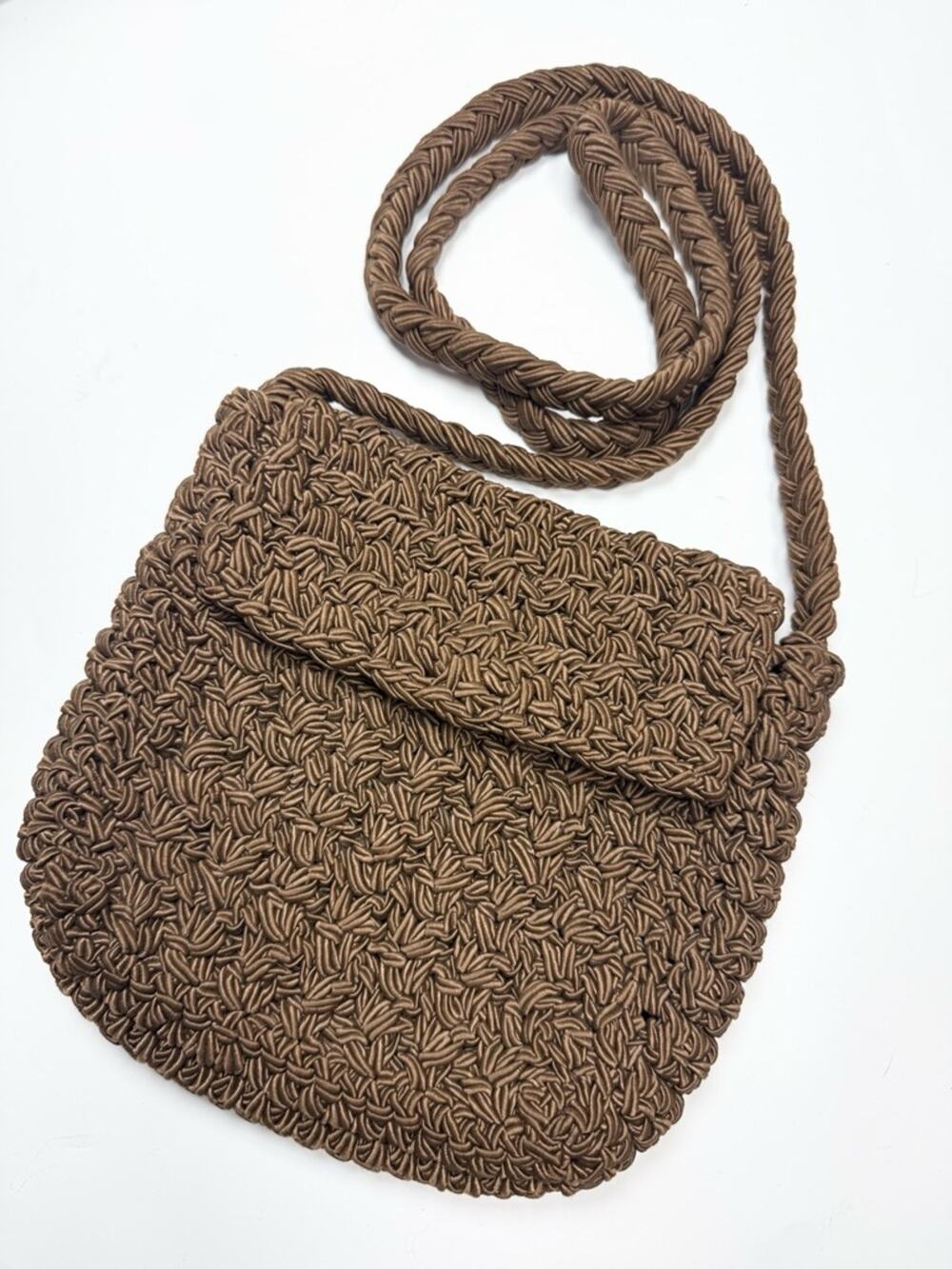 Carrie Forbes Crochet Crossbody Magnetic Close Vintage Woven Bag